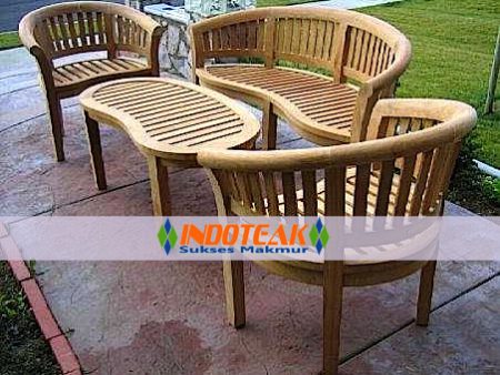 Teak Banana Round Bench